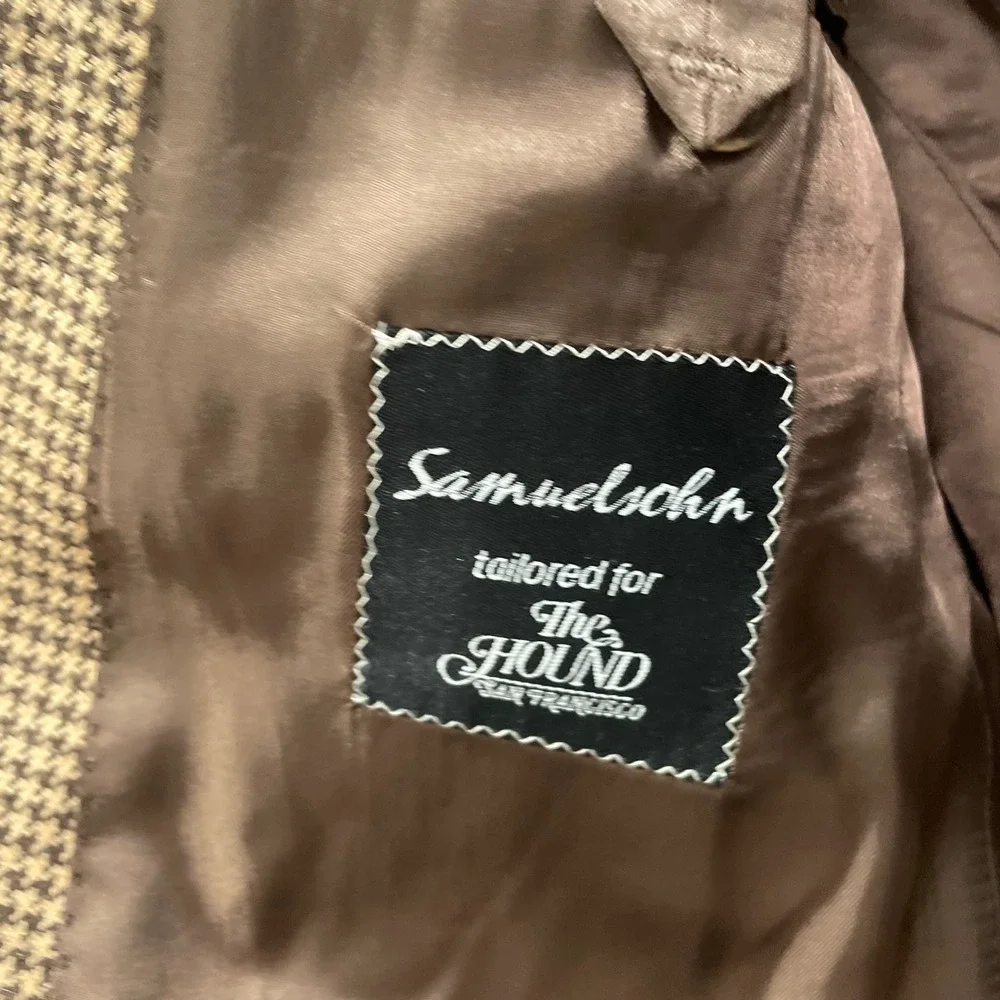 Samuelsohn Mens Houndstooth Sport Coat Blazer Brown Tan The Hound San Francisco